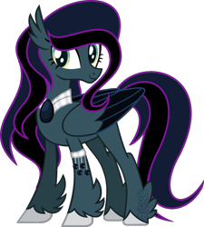 Size: 900x1001 | Tagged: safe, artist:space-higanbana, oc, oc:medusa, parent:princess luna, parent:queen novo, species:hippogriff, magical lesbian spawn, offspring, show accurate, simple background, solo, transparent background