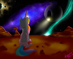 Size: 2000x1600 | Tagged: safe, artist:angiepeggy2114, oc, oc only, oc:evening light, species:alicorn, species:pony, alicorn oc, alien planet, clothing, female, hoodie, mare, solo, space