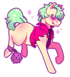 Size: 851x939 | Tagged: safe, artist:octogreed, oc, oc only, species:earth pony, species:pony, ball and chain, clothing, eyebrow piercing, necktie, piercing, simple background, solo, torn clothes, transparent background