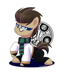 Size: 1024x1245 | Tagged: safe, artist:wicked-red-art, base used, oc, oc:time liz, species:earth pony, species:pony, clothing, commission, female, fingerless gloves, glasses, gloves, jeans, mare, pants, raised hoof, scarf, simple background, solo, sweater, transparent background