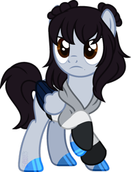 Size: 900x1178 | Tagged: safe, artist:space-higanbana, base used, oc, oc only, oc:shooting star (space-higanbana), species:pegasus, species:pony, clothing, female, hoodie, mare, show accurate, simple background, solo, transparent background, two toned wings, wings