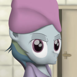 Size: 1000x1000 | Tagged: safe, artist:eternyan, character:rainbow dash, duckface, female, solo, towel