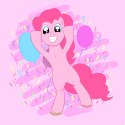 Size: 2000x2000 | Tagged: safe, artist:eternyan, character:pinkie pie, balloon, female, happy, solo
