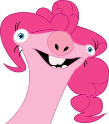 Size: 1748x1990 | Tagged: safe, artist:stjonal, character:pinkie pie, cursed image, female, good luck sleeping tonight, ice age, kill it with fire, looking at you, nightmare fuel, sid, sid the sloth, simple background, solo, staring into your soul, the fourth wall cannot save you, transparent background, vector