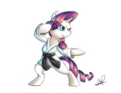 Size: 800x618 | Tagged: safe, artist:lanmana, character:rarity, black belt, clothing, female, karate, kung fu, martial artist rarity, martial arts, robe, solo