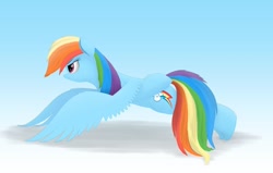Size: 1280x813 | Tagged: safe, artist:arediejie, character:rainbow dash, species:pegasus, species:pony, female, mare, push-ups, simple background, solo, wing-ups, workout