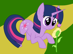 Size: 3080x2279 | Tagged: safe, artist:sheeppony, character:twilight sparkle, character:twilight sparkle (unicorn), species:pony, species:unicorn, butterfly, cute, female, flower, high res, looking at something, mare, solo, twiabetes