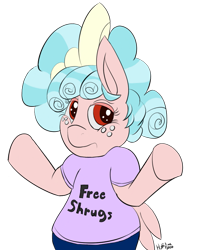Size: 867x1080 | Tagged: safe, artist:huffylime, character:cozy glow, species:pegasus, species:pony, clothing, female, filly, foal, shirt, shrug, simple background, solo, transparent background
