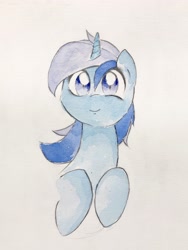 Size: 2507x3342 | Tagged: safe, artist:papersurgery, character:minuette, species:pony, species:unicorn, bust, female, smiling, solo, traditional art, watercolor painting