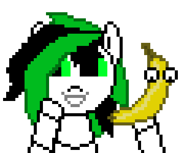 Size: 360x300 | Tagged: safe, artist:nukepony360, oc, oc only, oc:prototype vi, species:pony, amused, android, animated, ask, ask the prototypes, banana, female, food, googly eyes, pixel art, robot, robot pony, simple background, solo, transparent background