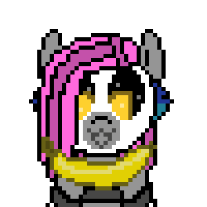 Size: 300x300 | Tagged: safe, artist:nukepony360, oc, oc only, oc:7a, species:pony, android, animated, ask, ask the prototypes, banana, food, malfunction, pixel art, robot, robot pony, simple background, sparkly eyes, white background, wingding eyes