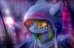 Size: 2000x1300 | Tagged: safe, artist:ssnerdy, character:rainbow dash, species:pegasus, species:pony, clothing, female, hoodie, laser pointer, mare, solo