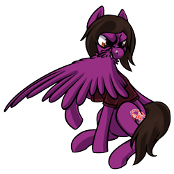 Size: 1500x1500 | Tagged: safe, artist:thrimby, species:pegasus, species:pony, angry, clothing, commission, grooming, male, nose piercing, pierce the veil, piercing, ponified, preening, raised hoof, shirt, simple background, sitting, solo, stallion, t-shirt, transparent background, vic fuentes, wings, ych result