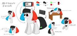 Size: 5664x2700 | Tagged: safe, artist:sheeppony, species:pony, dialogue, holding a pony, nintendo switch, ponified, text