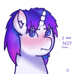 Size: 4096x4096 | Tagged: safe, artist:legionsunite, oc, oc only, oc:magenta pulse, species:pony, species:unicorn, blatant lies, blushing, blushing ears, cute, female, i'm not cute, mare, scrunchy face, simple background, solo, transparent background, vector