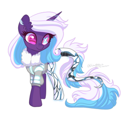 Size: 1024x987 | Tagged: safe, artist:jisootheartist, artist:wicked-red-art, base used, oc, oc only, oc:usagi (cyborg), species:pony, species:unicorn, amputee, clothing, coat, commission, cyborg, female, jacket, mare, prosthetic leg, prosthetic limb, prosthetics, scar, simple background, solo, transparent background