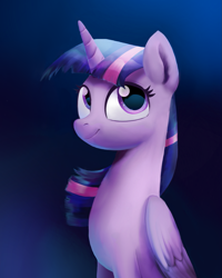 Size: 1391x1741 | Tagged: safe, artist:3-gon, artist:draw3, character:twilight sparkle, character:twilight sparkle (alicorn), species:alicorn, species:pony, bust, cute, female, folded wings, gradient background, mare, portrait, simple background, smiling, solo, three quarter view, twiabetes, wings