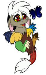 Size: 900x1470 | Tagged: safe, artist:garfield141992, character:discord, species:draconequus, baby, baby discord, baby draconequus, butterfly, curious, cute, dawwww, discute, male, simple background, solo, transparent background, weapons-grade cute