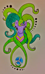 Size: 1781x2937 | Tagged: safe, artist:caldercloud, character:mane-iac, electro orb, female, solo, traditional art