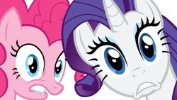 Size: 6000x3375 | Tagged: safe, artist:ohitison, character:pinkie pie, character:rarity, simple background, transparent background, vector