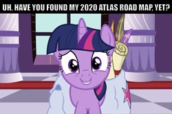 Size: 1483x985 | Tagged: safe, artist:titus16s, edit, edited screencap, screencap, character:twilight sparkle, character:twilight sparkle (unicorn), species:alicorn, species:pony, species:unicorn, episode:the crystal empire, g4, my little pony: friendship is magic, bag, caption, cute, female, image macro, looking at you, map, mare, meme, saddle bag, solo, talking to viewer, text, twiabetes