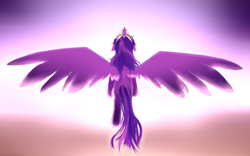 Size: 1300x809 | Tagged: safe, artist:nalenthi, character:twilight sparkle, character:twilight sparkle (alicorn), species:alicorn, species:pony, back, backlighting, female, flying, solo