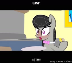 Size: 1534x1348 | Tagged: safe, artist:titus16s, character:octavia melody, species:earth pony, species:pony, blushing, bow tie, caption, female, food, image macro, mare, meme, sandwich, text