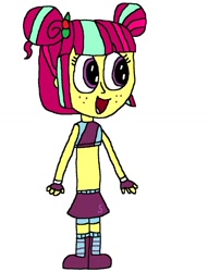 Size: 1024x1341 | Tagged: safe, artist:mixopolischannel, character:sour sweet, my little pony:equestria girls, boots, boxing boots, boxing bra, boxing skirt, boxing trunks, clothing, exeron fighters, exeron gloves, exeron outfit, fingerless gloves, freckles, gloves, hairpin, mma gloves, shoes, skirt, socks, sports bra