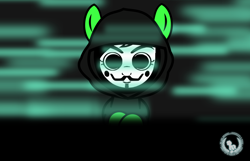 Size: 2000x1287 | Tagged: safe, artist:isaac_pony, oc, oc:anonymous, oc:filly anon, species:pony, anonymous, black background, clothing, female, filly, green skin, hack, hacker, mask, shirt, simple background, solo, vector