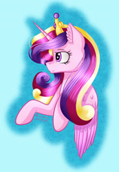 Size: 2001x2884 | Tagged: safe, artist:brilliant-luna, character:princess cadance, species:alicorn, species:pony, cheek fluff, crown, ear fluff, female, jewelry, regalia, solo, two toned wings, wings