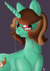 Size: 3307x4677 | Tagged: safe, artist:sugar lollipop, oc, oc only, oc:beauty stamp, species:pony, species:unicorn, cute, female, glasses, horn, looking at you, mare, owner:edwinn, simple, simple background, simple shading, smiling, smiling at you, solo, unicorn oc