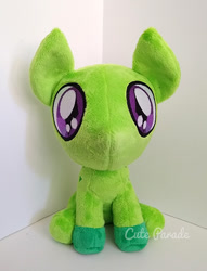 Size: 400x524 | Tagged: safe, artist:catnapcaps, oc, oc only, oc:demon hellspawn, species:pony, bald, colored hooves, colt, half-siren, hybrid, irl, magical gay spawn, male, offspring, photo, plushie, slit eyes, solo, wip
