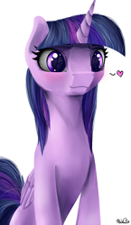 Size: 1450x2500 | Tagged: safe, alternate version, artist:nixworld, character:twilight sparkle, character:twilight sparkle (alicorn), species:alicorn, species:pony, big eyes, blushing, cute, female, heart, horn, mare, purple eyes, sitting, wings