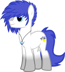 Size: 1237x1377 | Tagged: safe, artist:isaac_pony, oc, oc only, oc:isaac pony, species:earth pony, species:pony, big mane, blue eyes, blue mane, blue tail, cutie mark, gray, male, simple background, smiling, solo, stallion, transparent background