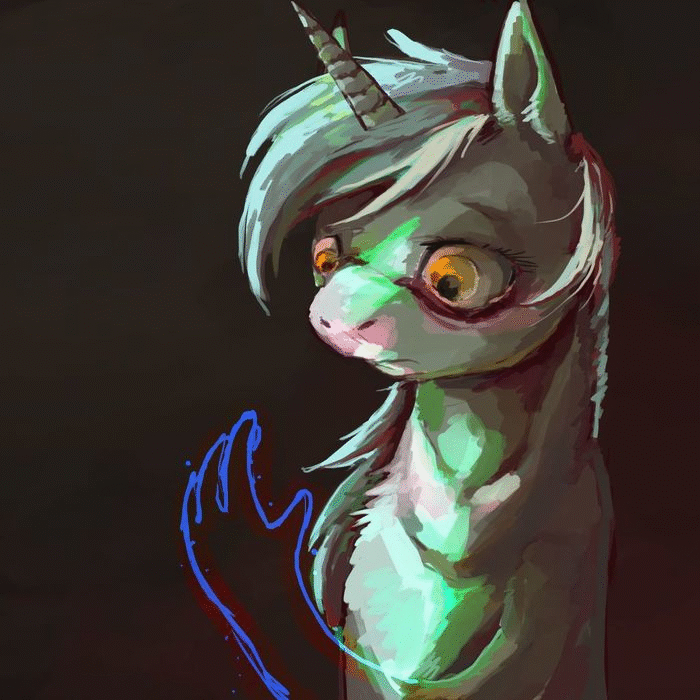Size: 700x700 | Tagged: safe, artist:baccizoof, character:lyra heartstrings, species:pony, species:unicorn, animated, creepy, female, gif, hand, magic, sad, solo, that pony sure does love hands