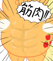 Size: 1280x1480 | Tagged: safe, artist:iroenpitu_nico, character:applejack, 8-pack abs, abs, digital art, female, japanese, muscles, solo, strong