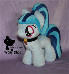 Size: 2000x2122 | Tagged: safe, artist:wollyshop, character:sonata dusk, species:pony, cute, ebay, ebay link, embroidery, female, filly, irl, jewelry, necklace, photo, plushie, ponified, ponytail, smol, solo