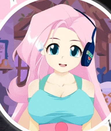 Size: 384x454 | Tagged: safe, artist:sedrice, artist:vannamelon, character:fluttershy, species:human, my little pony:equestria girls, animated, anime, big breasts, breasts, busty fluttershy, cleavage, clothing, cute, female, flutterchan, gamer girl, gamershy, human coloration, humanized, kotobukiya fluttershy, shyabetes, solo, vannamelon, youtube, youtube link