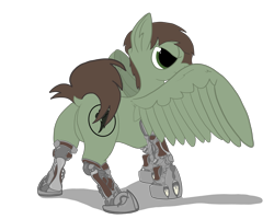 Size: 3681x2944 | Tagged: safe, artist:capt-sierrasparx, edit, oc, oc only, oc:grounder, species:pegasus, species:pony, fallout equestria, g4, amputee, brand, cyborg, dashite, dashite brand, fallout, female, foe adventures, mare, raised tail, simple background, solo, tail, talons, transparent, transparent background, wings