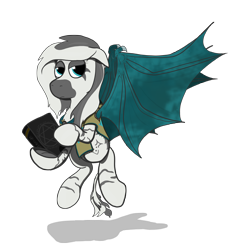 Size: 3450x3678 | Tagged: safe, artist:capt-sierrasparx, oc, oc only, oc:mist(captain), species:pony, species:zebra, fallout equestria, g4, bat wings, black book, book, clothing, fallout, female, foe adventures, mare, shawl, simple background, transparent background, wings