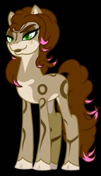 Size: 731x1280 | Tagged: safe, artist:happyanthro, oc, oc only, oc:lizzy, species:earth pony, species:pony, g4, bedroom eyes, black background, digital art, female, mare, ponified, simple background, solo, tail