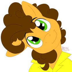 Size: 1334x1334 | Tagged: safe, artist:hufflepuffrave, character:cheese sandwich, species:earth pony, species:pony, g4, bust, cute, head tilt, male, simple background, solo, transparent background