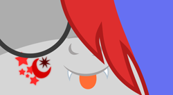 Size: 7012x3836 | Tagged: safe, artist:isaac_pony, oc, oc:night red, species:bat pony, species:pony, g4, blue mane, cutie mark, face, female, glasses, mouth, red mane, smiling, tongue out, vector