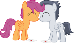 Size: 5463x3137 | Tagged: safe, artist:crimsonlynx97, character:rumble, character:scootaloo, ship:rumbloo, female, male, nuzzling, shipping, straight, valentine