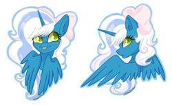 Size: 1024x628 | Tagged: safe, artist:wicked-red-art, oc, oc:fleurbelle, species:alicorn, species:pony, g4, adorabelle, alicorn oc, bow, cute, female, hair bow, horn, mare, simple background, tongue out, transparent background, wingding eyes, wings, yellow eyes