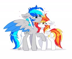 Size: 3000x2500 | Tagged: safe, artist:liquorice_sweet, oc, oc only, oc:diamond sun, oc:hawker hurricane, species:pegasus, species:pony, g4, commission, cute, female, hawkmond, love, male, mare, oc x oc, pegasus oc, shipping, simple background, spread wings, stallion, transparent background, wings, ych result