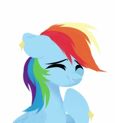 Size: 1280x1366 | Tagged: safe, artist:shiny-dust, character:rainbow dash, species:pegasus, species:pony, g4, bust, cute, dashabetes, eyes closed, floppy ears, folded wings, nose wrinkle, portrait, simple background, solo, white background, wings