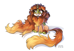Size: 3431x2376 | Tagged: safe, artist:gicme, oc, oc only, species:kirin, species:pony, g4, big eyes, digital art, eyebrows, eyebrows visible through hair, fluffy, long hair, long mane, seat, simple background, tongue out, transparent background
