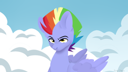 Size: 1366x768 | Tagged: safe, artist:shiny-dust, character:bow hothoof, species:pegasus, species:pony, g4, cloud, solo, younger