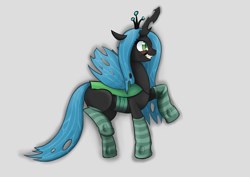 Size: 3508x2480 | Tagged: safe, artist:wild-thunder06, character:queen chrysalis, species:changeling, g4, changeling queen, clothing, cute, cutealis, female, happy, smiling, socks, solo, striped socks